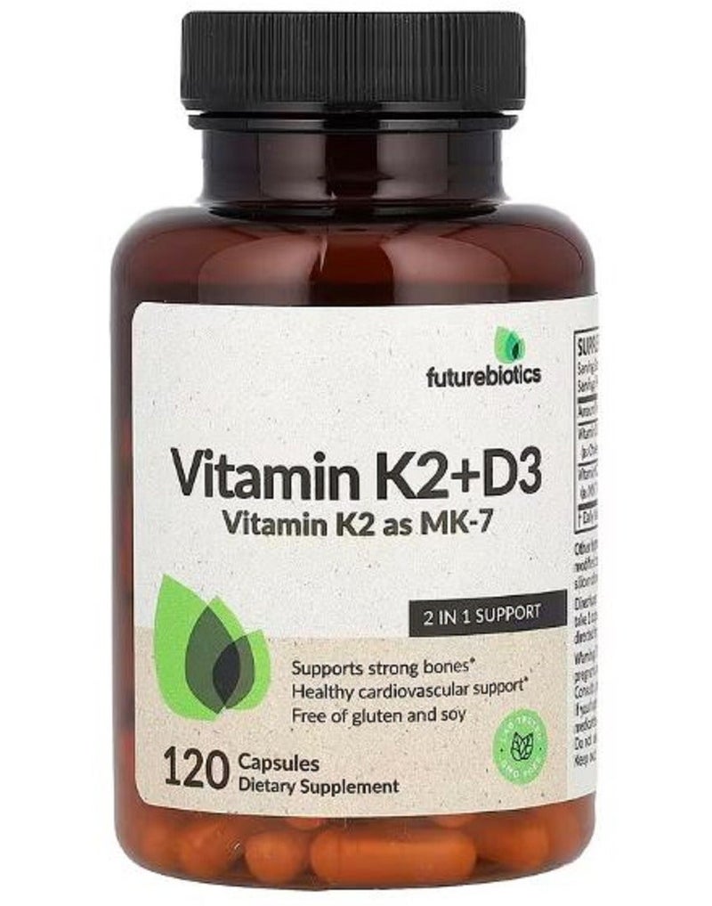 فيوتشر بايوتكس فيتامين ك2  (mk-7)  + فيتامين د3، قوة مضاعفة، 120 كبسولة - Image 1